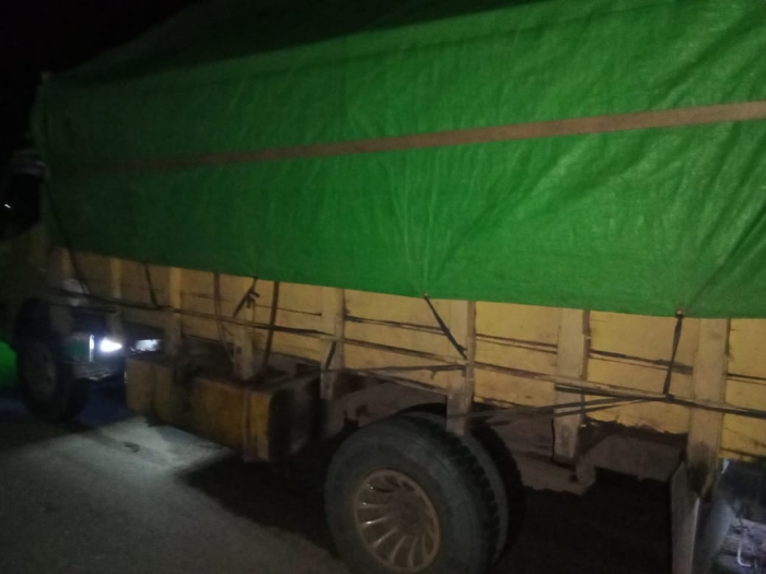 Truk bermuatan kayu ilegal