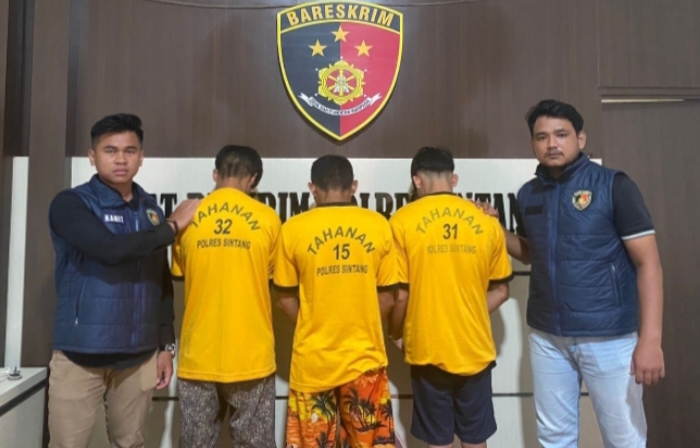 Tim gabungan Resmob Satreskrim Polres Sintang menangkap 3 pelaku pencurian di Sintang