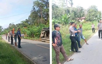 Petugas Damkar Sekadau Evakuasi Mobil Tangki LPG Terbalik Petugas Damkar Sekadau Evakuasi Mobil Tangki LPG Terbalik