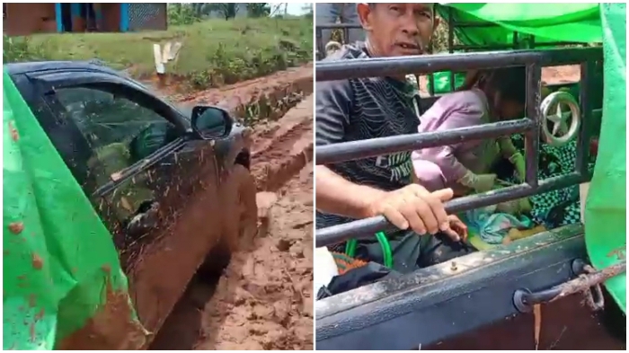 Seorang Ibu melahirkan di jalan karena infrastruktur buruk