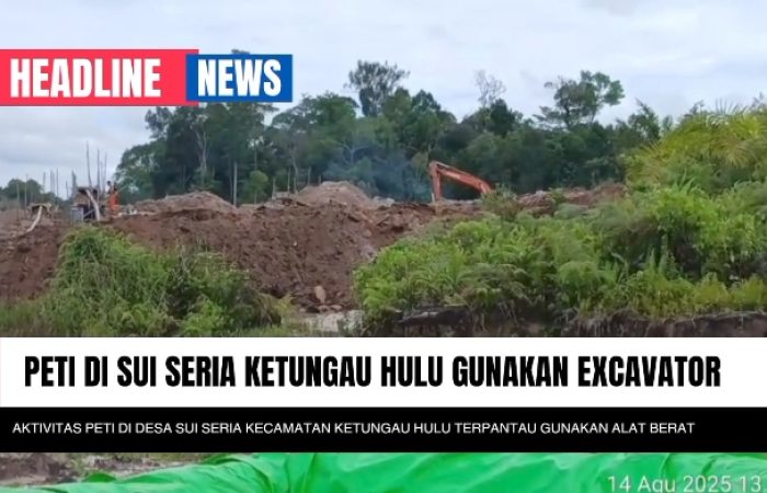 PETI Masih Marak, Tambang Emas Ilegal di Desa Sui Seria Kecamatan Ketungau Hulu, Sintang Gunakan Excavator