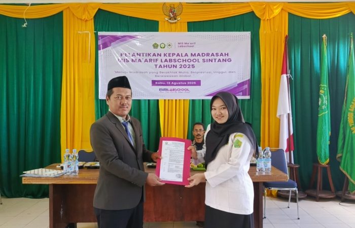 Pelantikan Kepala MIS Ma’arif Labschool Sintang, Yunidar Saptiani Bawa Misi Pendidikan Unggul